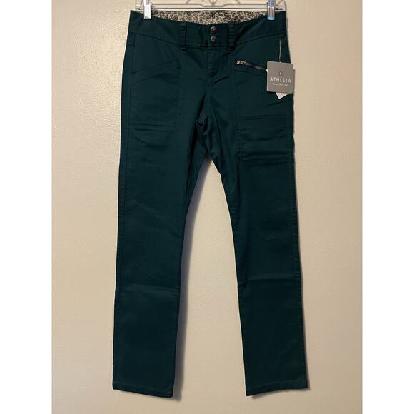 ATHLETA Ridgetrail Pants Women’s 2 Petite Teal Green Cotton Lyocell NWT - Picture 1 of 12